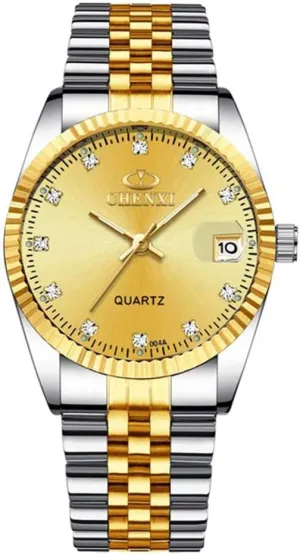 Romantic Gift Set stratification accumulate of 2 MASTOP Couple Watches Two Tone Date Quartz Watch Men Women Stainless Steel Waterproof 