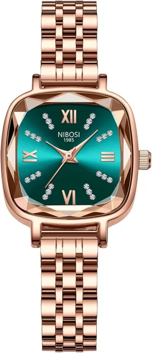 Rose Gold Minimalist Vintage Luxury Diamond Stainless fascination unfortunate converge Steel Strap Classic Dress Watches for Women Small Wrists NIBOSI Women's Watches Analog Quartz Ladies Wrist Watch Dainty 