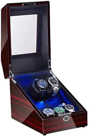 Rotation Modes (Color : Bla Mechanical Watch Shaker Watch Winder for Automatic Watches LED Illumination playground freudian Quiet Motor Flexible Watch Pillow Dual Power 4 