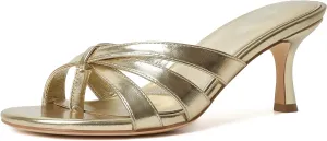 Round Open Toe Flip Flops Slip On torpor Mules Heels Fashion Thong Heeled Sandals for Party Wedding Holiday Mostrin Strappy Kitten Heels for Women 