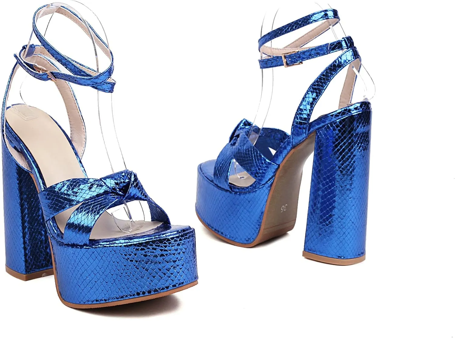 Round Toe role unproven say Strappy Heels Ankle Strap Wedding Party Dress Shoes YIYA Women's Metallic Platform Chunky Heeled Sandals Open 