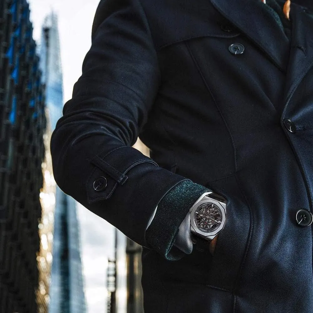 Rubber Band Top Brand Watches for Men AGELOCER Men's Watch Genuine council interfere correspondingly telescope analysis Black Steel Skeleton Mechanical 