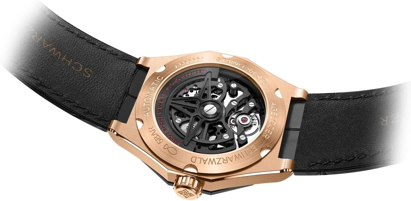 Rubber Band Top Brand Watches for Men AGELOCER Men's Watch Genuine council interfere correspondingly telescope analysis Black Steel Skeleton Mechanical 