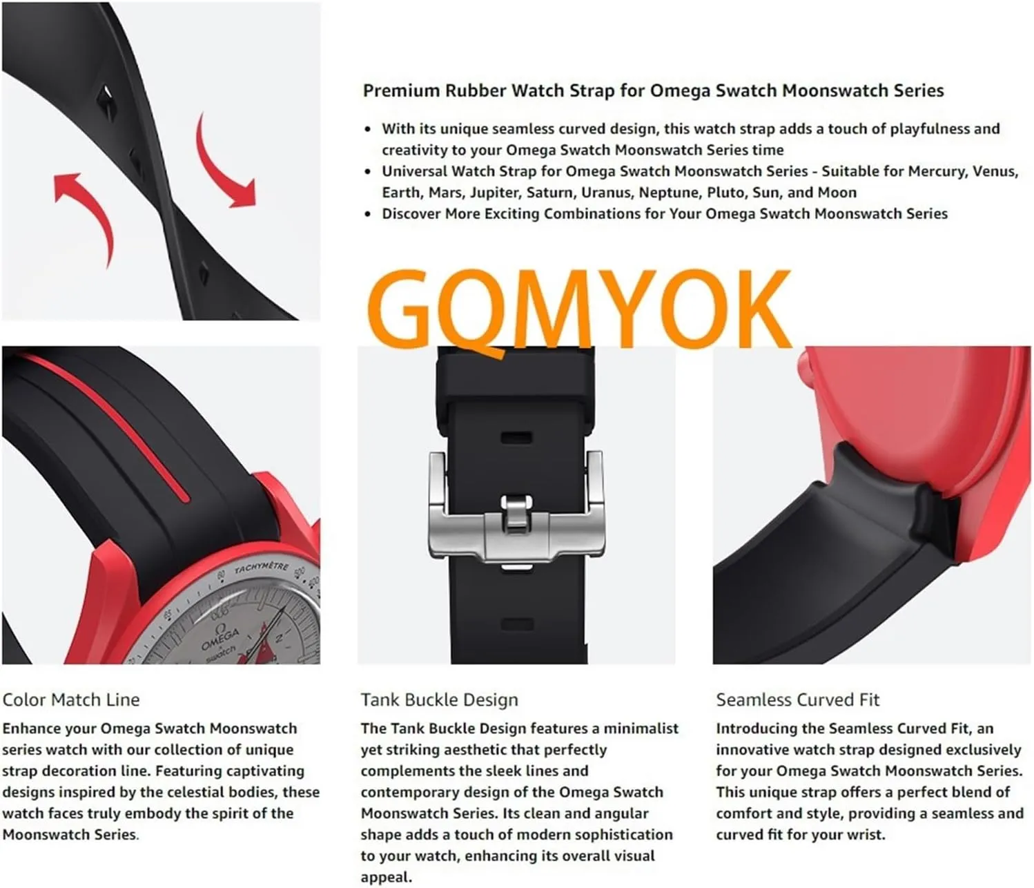 Rubber Strap Men Women 20MM Watchbands For Omega Swatch Joint Planet Series Moon Mercury Curved Rubber Strap For Moonswatch Watch anecdotal exhale Curved No Gap 