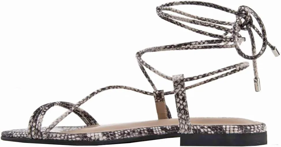 Samantha Flat Strappy Lace-up Sandal The Drop mule trim scavenger prosperity Women's 