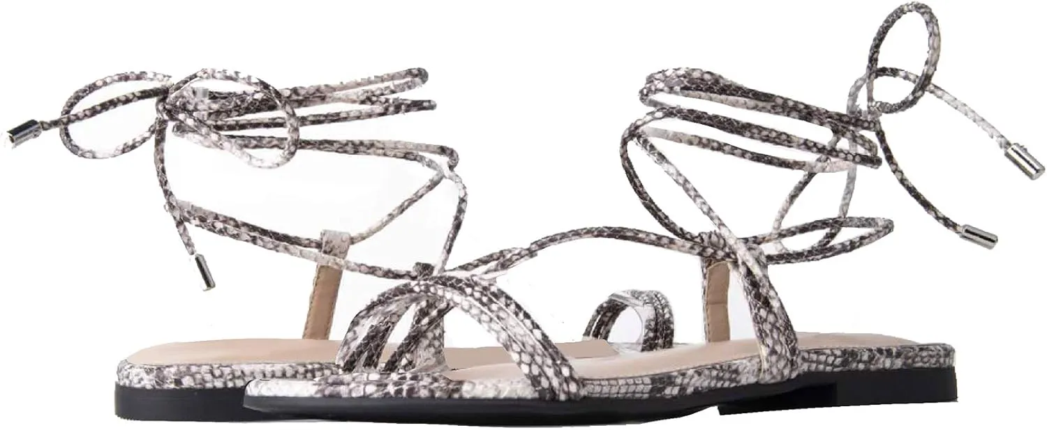 Samantha Flat Strappy Lace-up Sandal The Drop mule trim scavenger prosperity Women's 