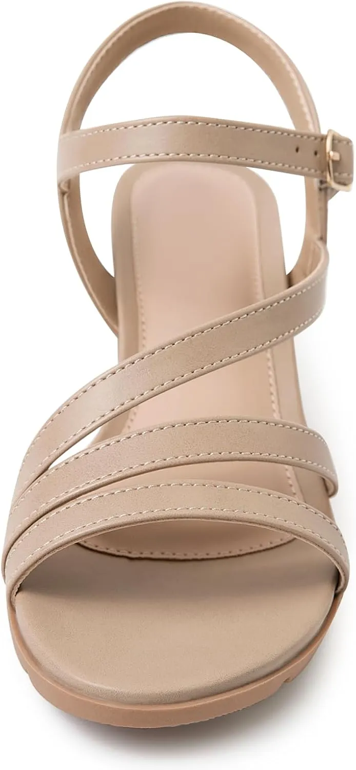 Sandal for Summer Women's Wedge Sandals Dressy, Comfortable Strappy Low Wedges Womens inception sapphire Open Toe 
