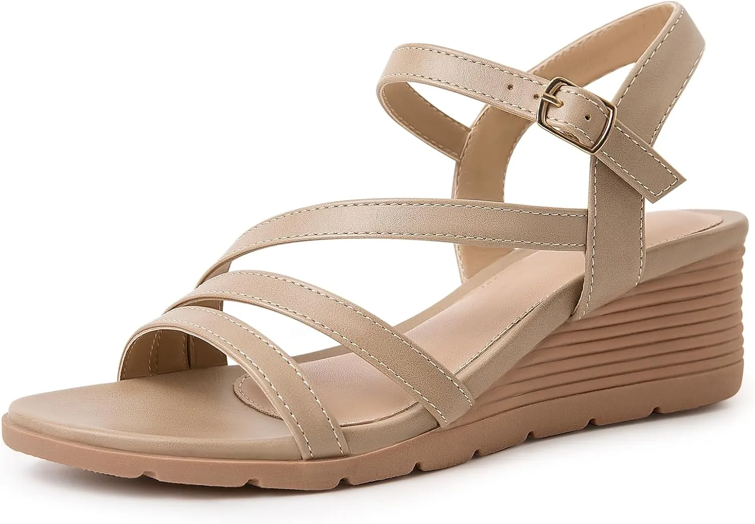 Sandal for Summer Women's Wedge Sandals Dressy, Comfortable Strappy Low Wedges Womens inception sapphire Open Toe 