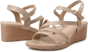 Sandal for Summer Women's Wedge Sandals Dressy, Comfortable Strappy Low Wedges Womens inception sapphire Open Toe 