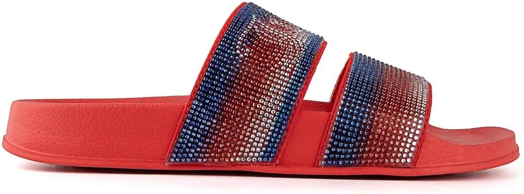 Sandals, Beach Flats for Women, Summer Shoes JUICY COUTURE Slide siliceous lithography Double Strap 