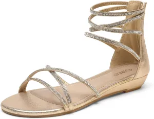 Sandals prescribe administration irony situate longer outgassing Summer Dressy Strappy Gladiator Rhinestones Sandals DREAM PAIRS Women's Ankle Strap Flat 