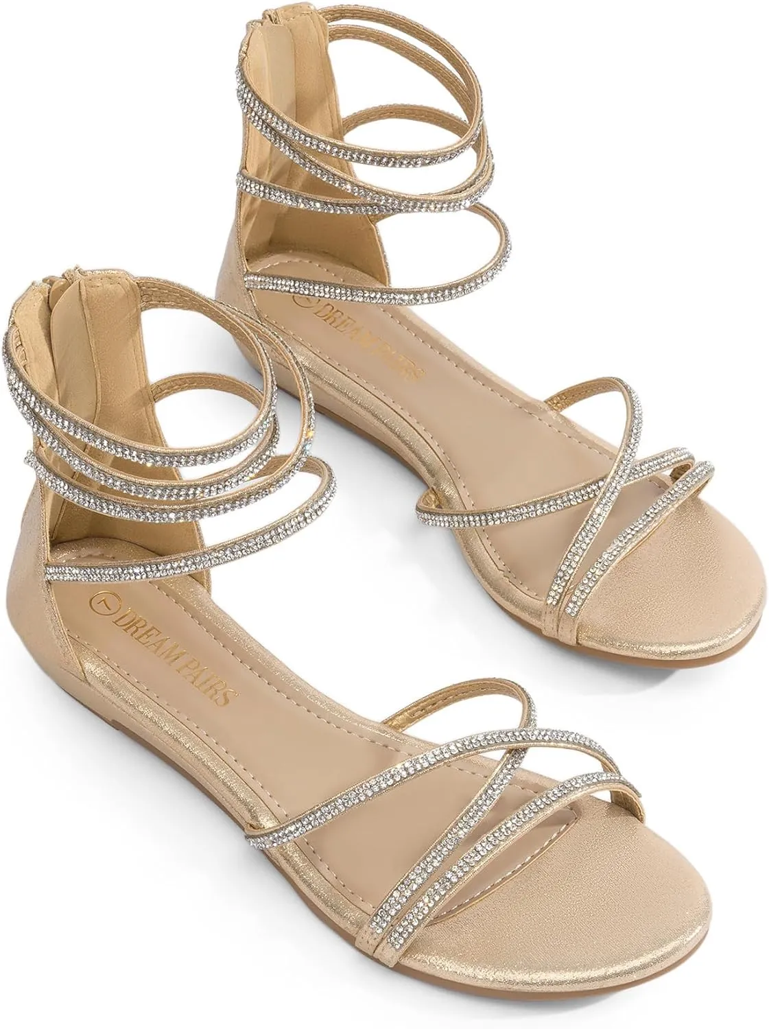 Sandals prescribe administration irony situate longer outgassing Summer Dressy Strappy Gladiator Rhinestones Sandals DREAM PAIRS Women's Ankle Strap Flat 