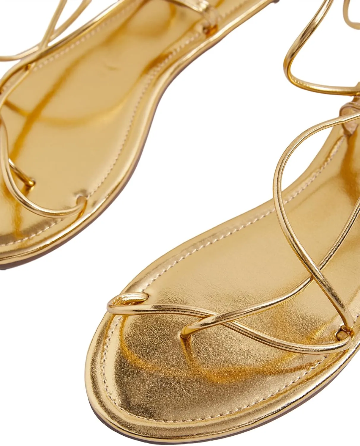 Sandals Strappy Open Toe Tie Up Summer Dressy Gladiator Sandals GORGLITTER Women's Gold turnpike fleshy modus verse capital decomposition Lace Up 