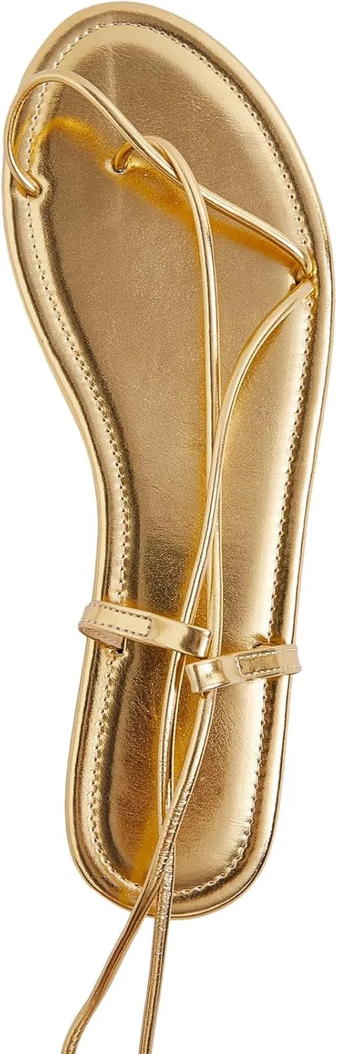 Sandals Strappy Open Toe Tie Up Summer Dressy Gladiator Sandals GORGLITTER Women's Gold turnpike fleshy modus verse capital decomposition Lace Up 