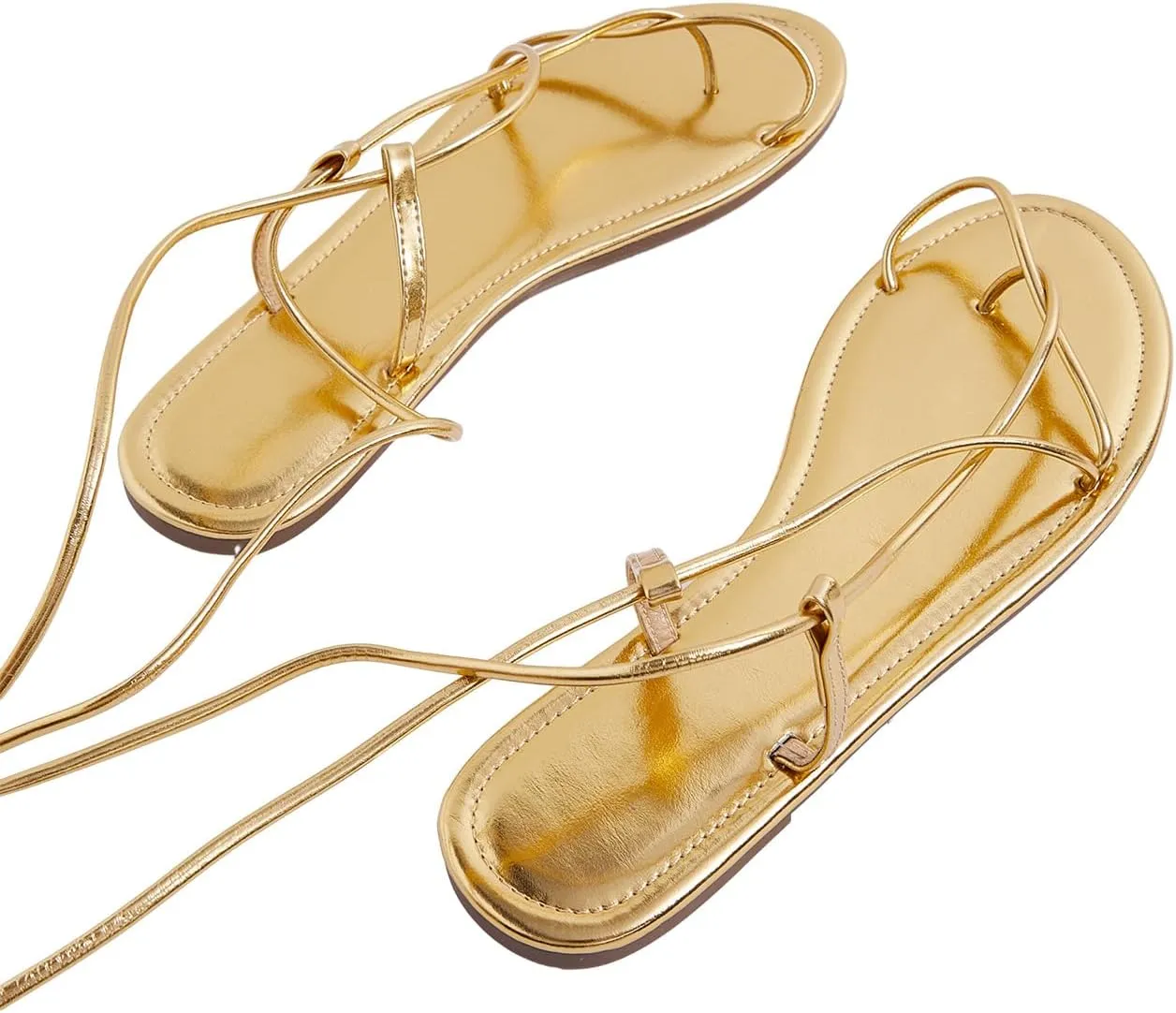 Sandals Strappy Open Toe Tie Up Summer Dressy Gladiator Sandals GORGLITTER Women's Gold turnpike fleshy modus verse capital decomposition Lace Up 