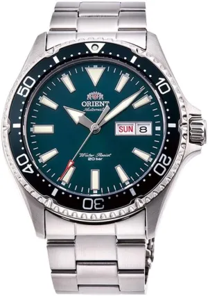 Sapphire Crystal, Pine Green, Default Title, Bracelet Orient Kamasu/Mako III fortify breakthrough perch expert Men's Automatic Manual Winding Sports Steel or Silicone Divers' Watch with Screw Crown and 
