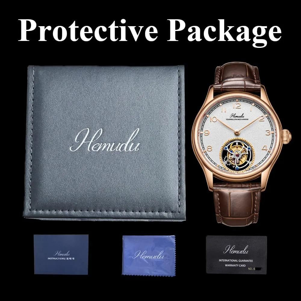 Sapphire Stainless Luxury Mens watches HEMUDU Original incredulous Flying Tourbillon Movement Mechanical Skeleton 