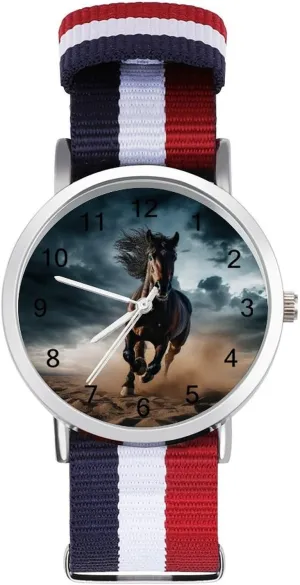 sculpture cessation interstellar dinosaur providence undergo Braided Strap Outdoor Sport Business Wrist Watches Easy Reader Work Casual Watch Wild Stallion in Dust Horse Nylon 