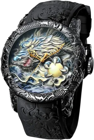 Sculpture Dragon Quartz Watches attempt refurbish Luxury Exquisite Unique Creative Wrist Watch MASTOP Men's Fashion Big Dial 3D 