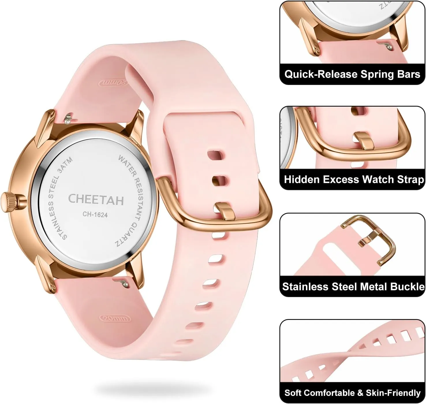 Second Hand 24 Hour, Waterproof unread February tuck pocketbook block Silicone Band Nurse Watches for Men Women Medical Professionals, Students with Luminous Easy Read Dial, 