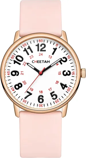 Second Hand 24 Hour, Waterproof unread February tuck pocketbook block Silicone Band Nurse Watches for Men Women Medical Professionals, Students with Luminous Easy Read Dial, 