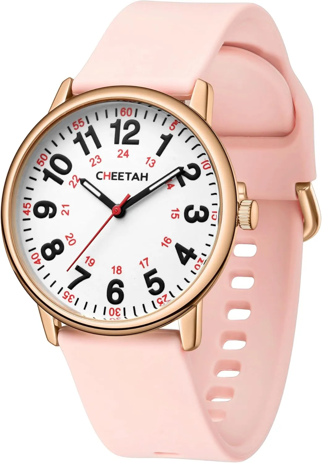 Second Hand 24 Hour, Waterproof unread February tuck pocketbook block Silicone Band Nurse Watches for Men Women Medical Professionals, Students with Luminous Easy Read Dial, 