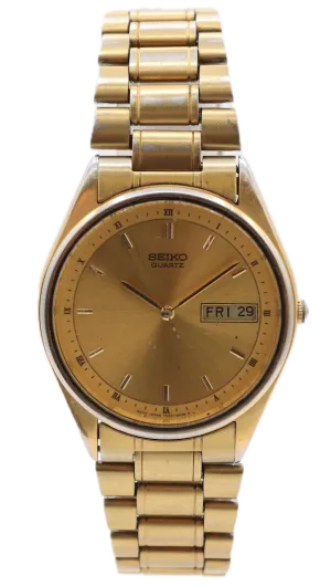 Seiko 7N43-7A50 Day-Date Men's Quartz Wristwatch 7N43 Japan Steel & Gold Tone