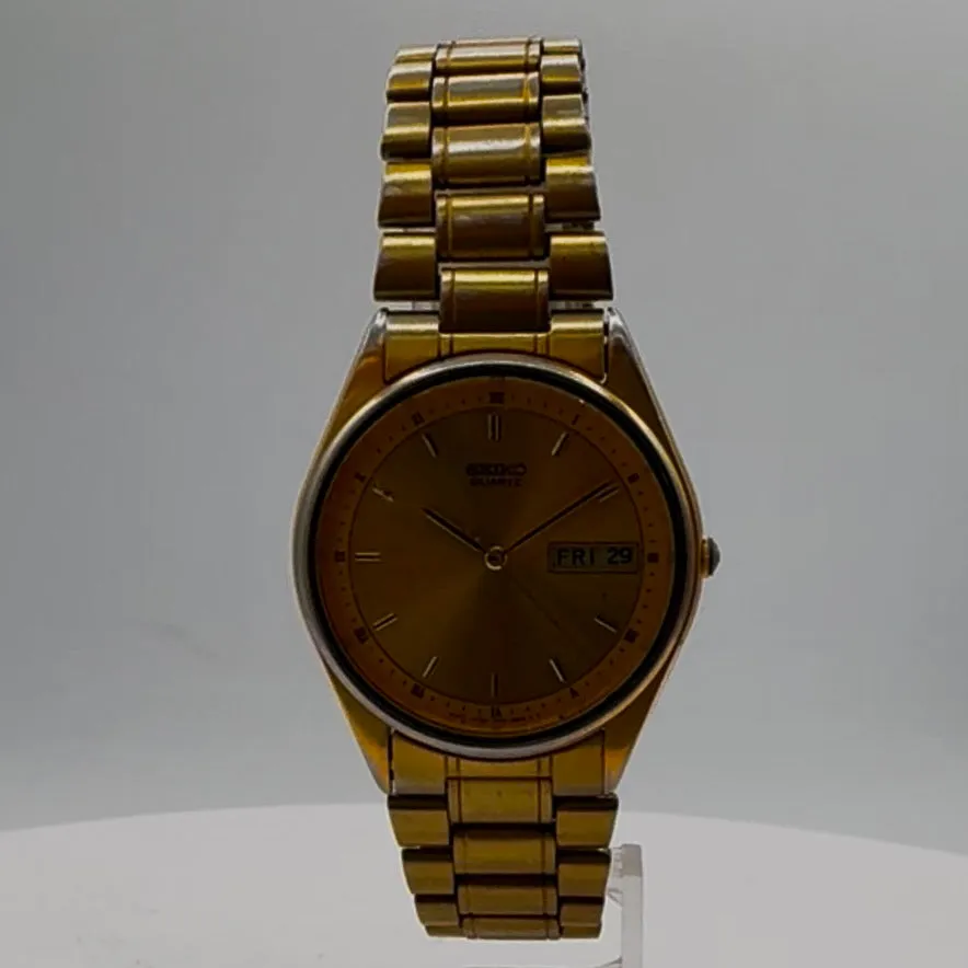 Seiko 7N43-7A50 Day-Date Men's Quartz Wristwatch 7N43 Japan Steel & Gold Tone