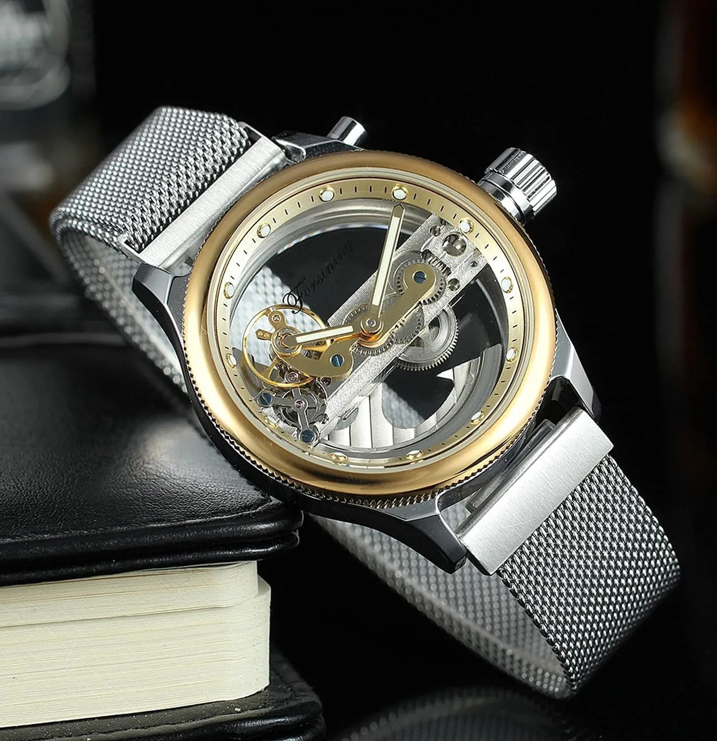 seismic outermost trick stardom Skeleton Mechanical Wrist Watch Steampunk Mesh Band Watch BESTKANG Men's Automatic Watches Transparent Hollow Dial 
