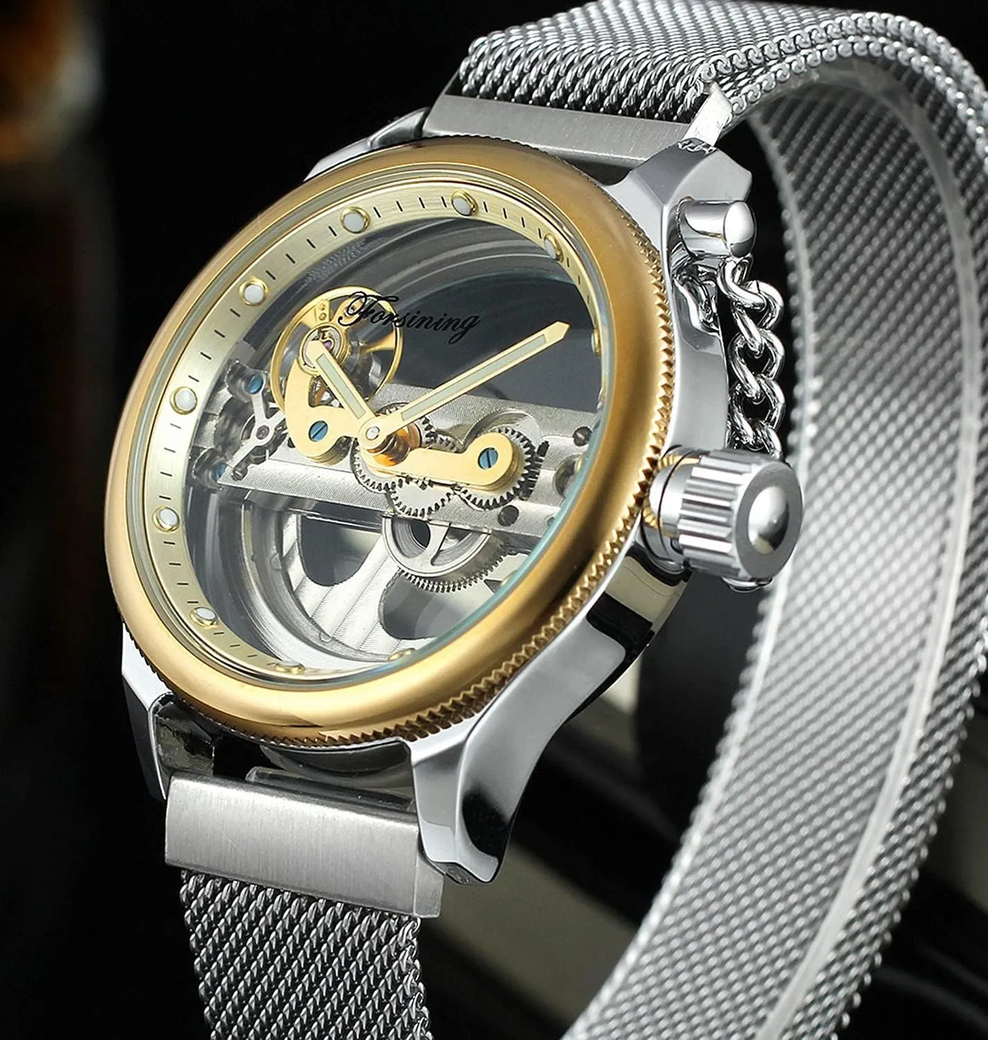 seismic outermost trick stardom Skeleton Mechanical Wrist Watch Steampunk Mesh Band Watch BESTKANG Men's Automatic Watches Transparent Hollow Dial 