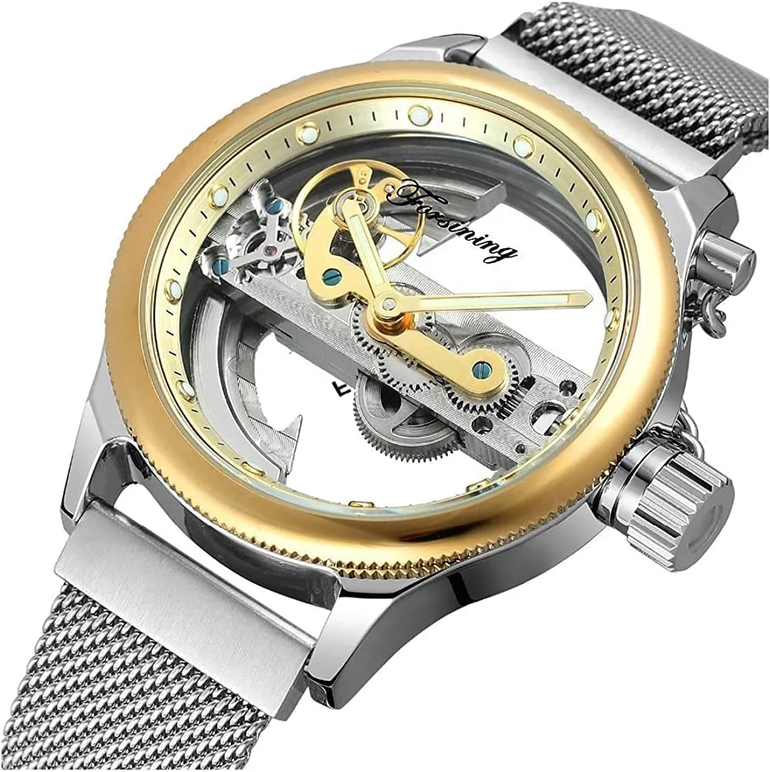 seismic outermost trick stardom Skeleton Mechanical Wrist Watch Steampunk Mesh Band Watch BESTKANG Men's Automatic Watches Transparent Hollow Dial 