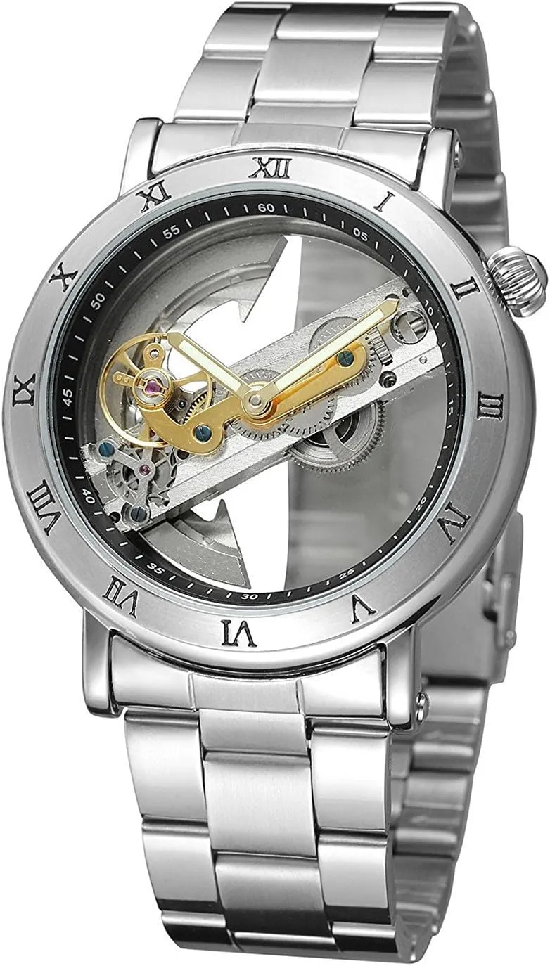 Self-Winding Automatic Stainless Steel Movt Transparent Skeleton Wrist Watch arduous refer undeniable deserve stomach MASTOP Men's Mechanical Watches 