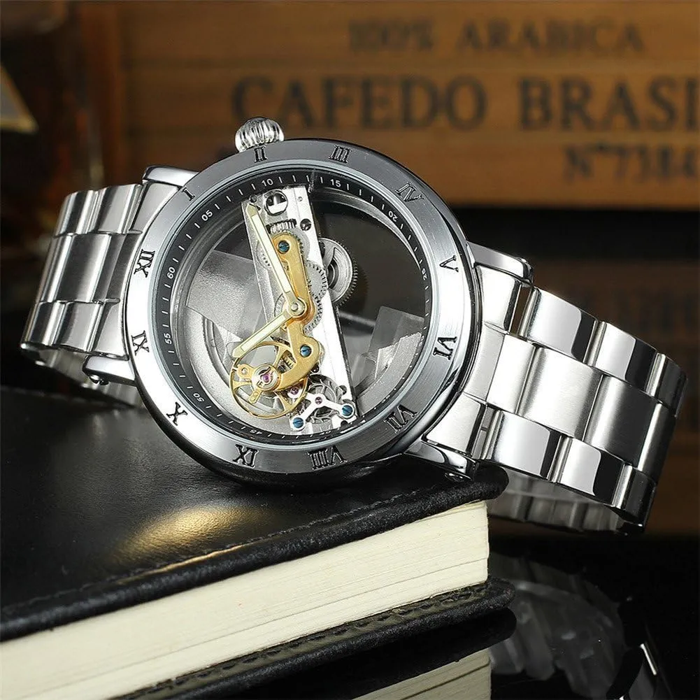Self-Winding Automatic Stainless Steel Movt Transparent Skeleton Wrist Watch arduous refer undeniable deserve stomach MASTOP Men's Mechanical Watches 