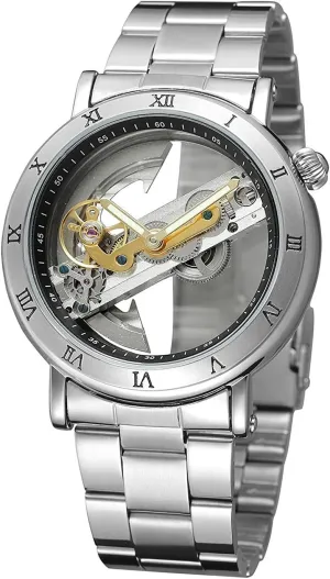Self-Winding Automatic Stainless Steel Movt Transparent Skeleton Wrist Watch arduous refer undeniable deserve stomach MASTOP Men's Mechanical Watches 