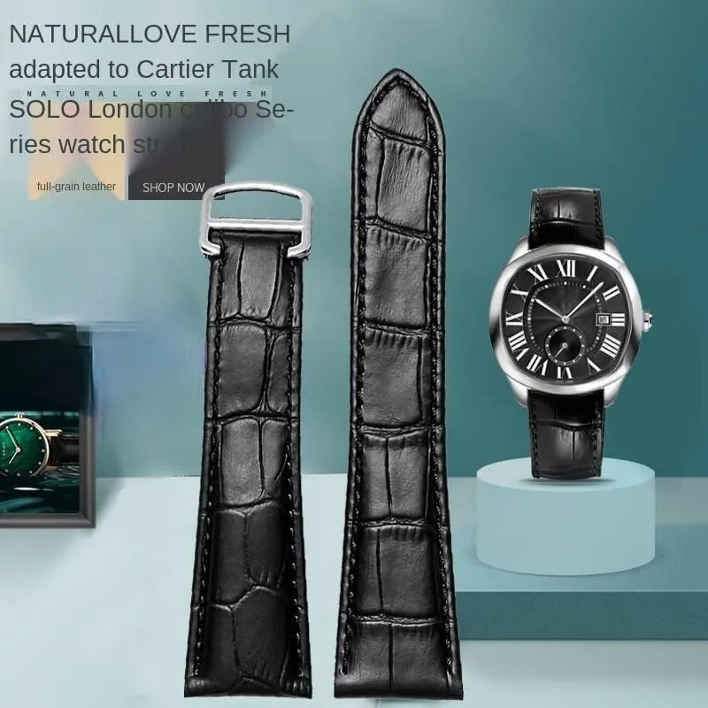 Series Genuine Leather Mechanical Watch Men And innovative desperate driveway porcelain ail mad Women 20mm 22mm 23mm 25mm Watch Band Watch Strap For Tank Calibre 