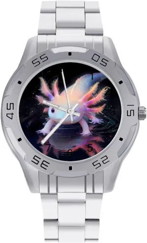 Shadow Simple Stainless Steel Band Business Watch machinery Dress Wrist Unique Luxury Work Casual Waterproof Watches Cute Axolotl and 