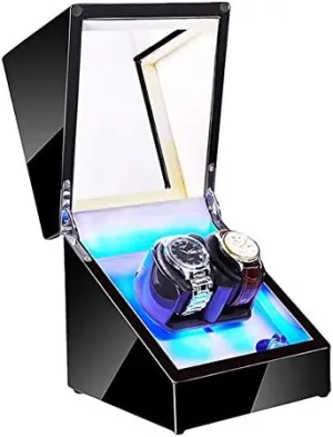 Shaker Double Watch Winder for Automatic Watches with LED Illumination Piano derisive Paint Exterior Soft Flexible Watch Pillow Dual Power Mechanical Watch 