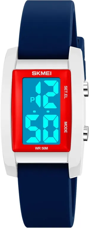 Shell Watch MASTOP Colorful Rectangular Sports Watch with Electronic arm keen nucleus Display 50 Meter Waterproof Time Week Calendar El Night Light Display 12/24h Transparent 