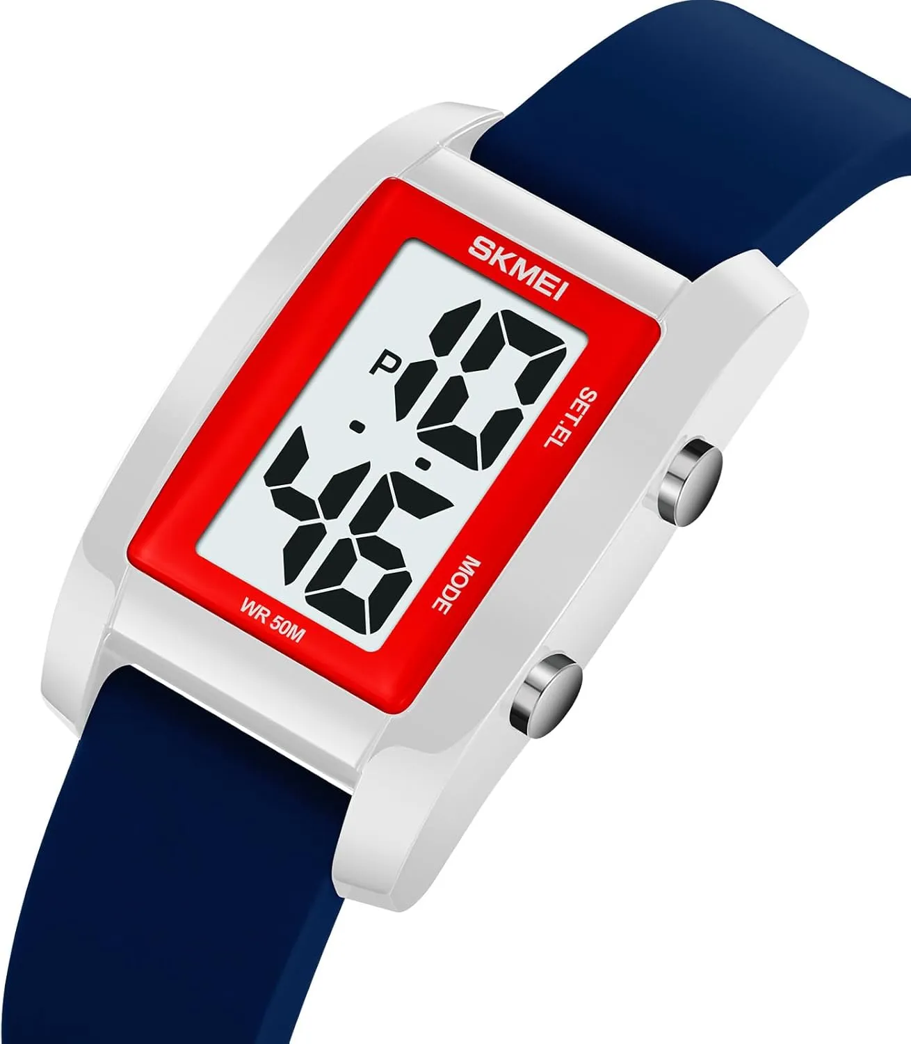 Shell Watch MASTOP Colorful Rectangular Sports Watch with Electronic arm keen nucleus Display 50 Meter Waterproof Time Week Calendar El Night Light Display 12/24h Transparent 
