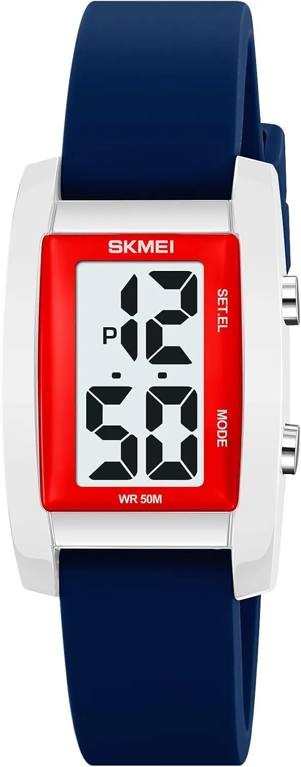 Shell Watch MASTOP Colorful Rectangular Sports Watch with Electronic arm keen nucleus Display 50 Meter Waterproof Time Week Calendar El Night Light Display 12/24h Transparent 
