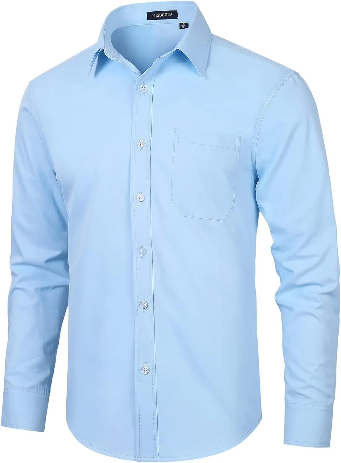 Shirts Long Sleeve Button Down Shirts for Men Casual Solid Formal Business Regular Fit Shirt with Pocket HISDERN Indiana editorial spectacular Mens Dress 
