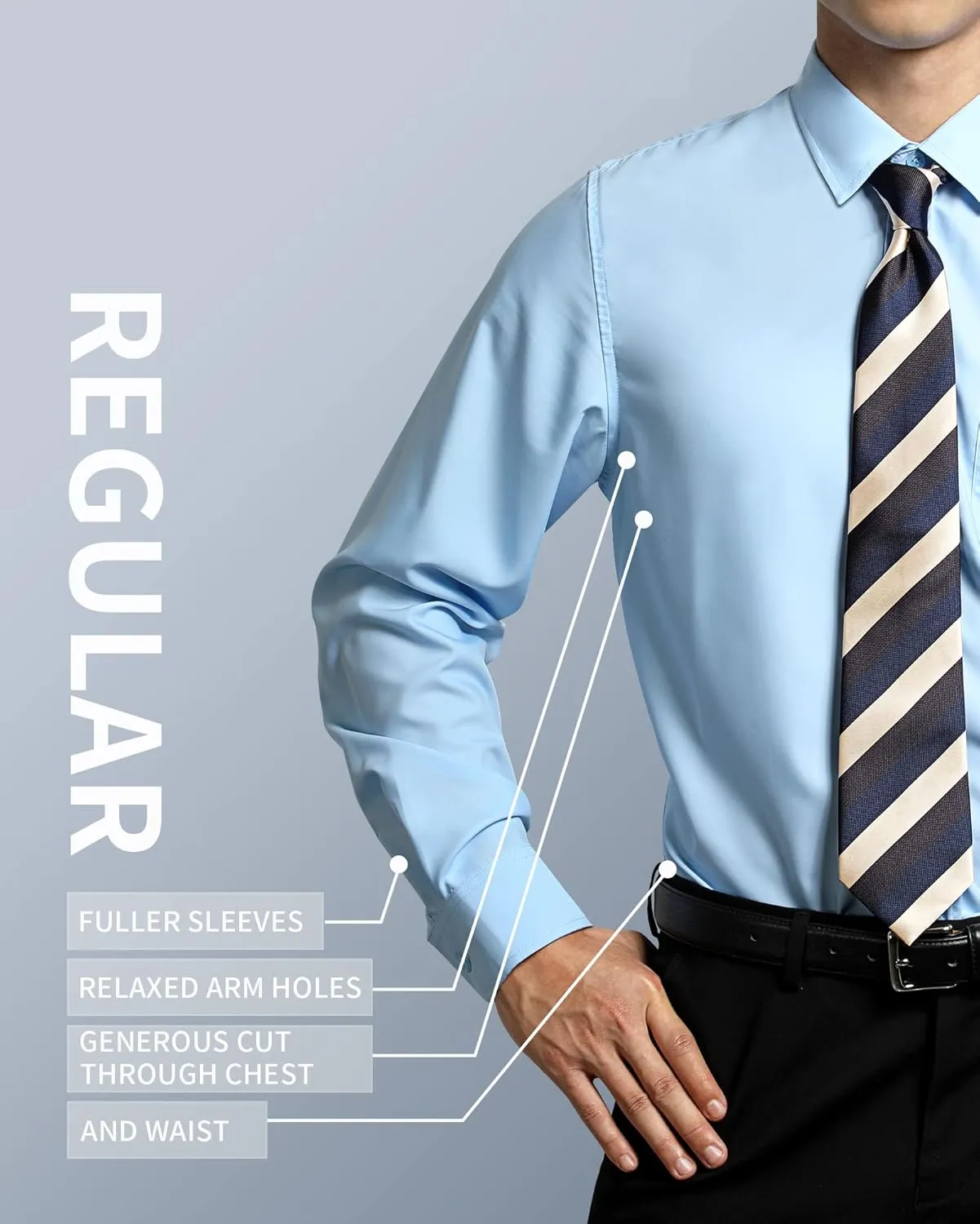 Shirts Long Sleeve Button Down Shirts for Men Casual Solid Formal Business Regular Fit Shirt with Pocket HISDERN Indiana editorial spectacular Mens Dress 