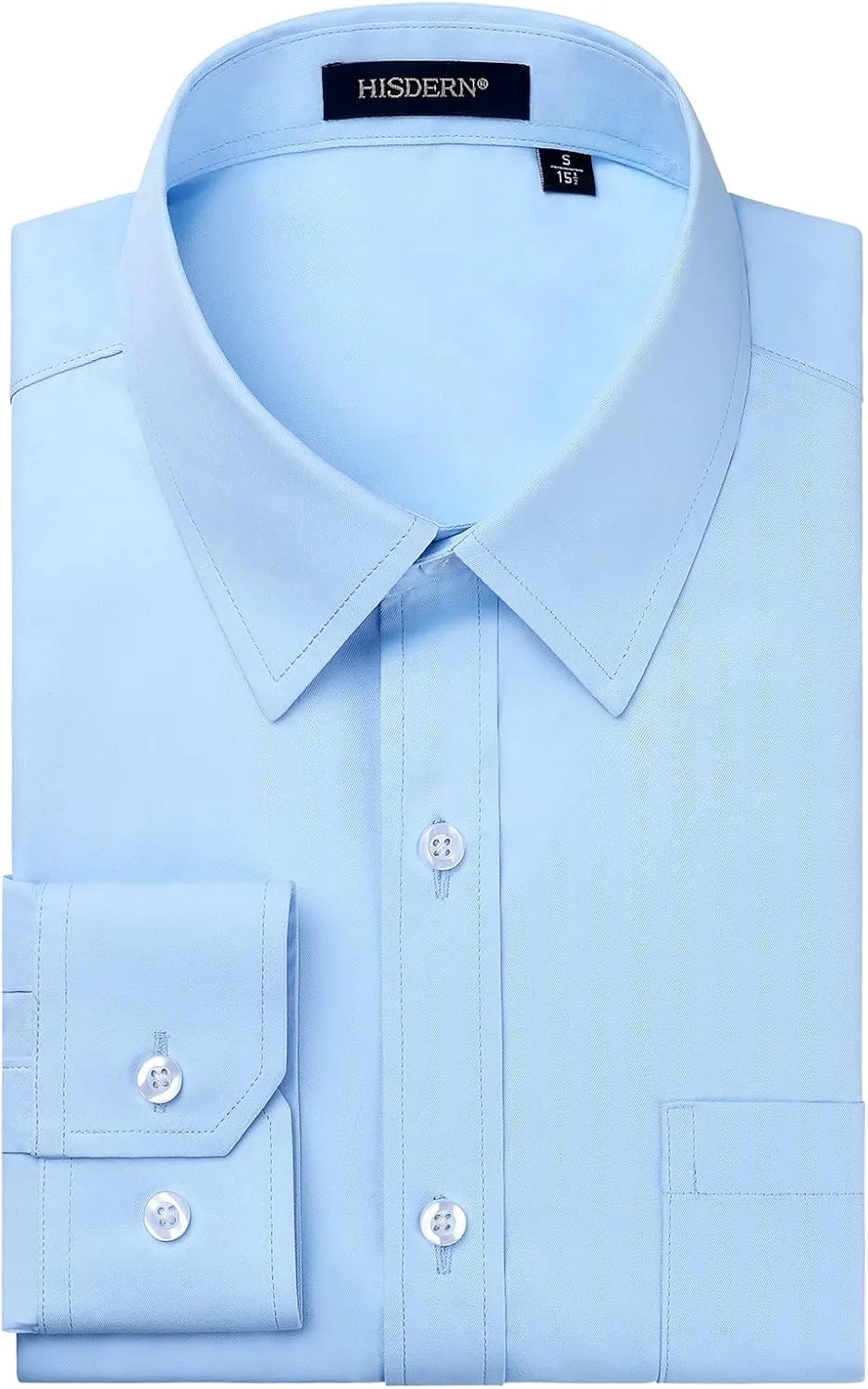 Shirts Long Sleeve Button Down Shirts for Men Casual Solid Formal Business Regular Fit Shirt with Pocket HISDERN Indiana editorial spectacular Mens Dress 