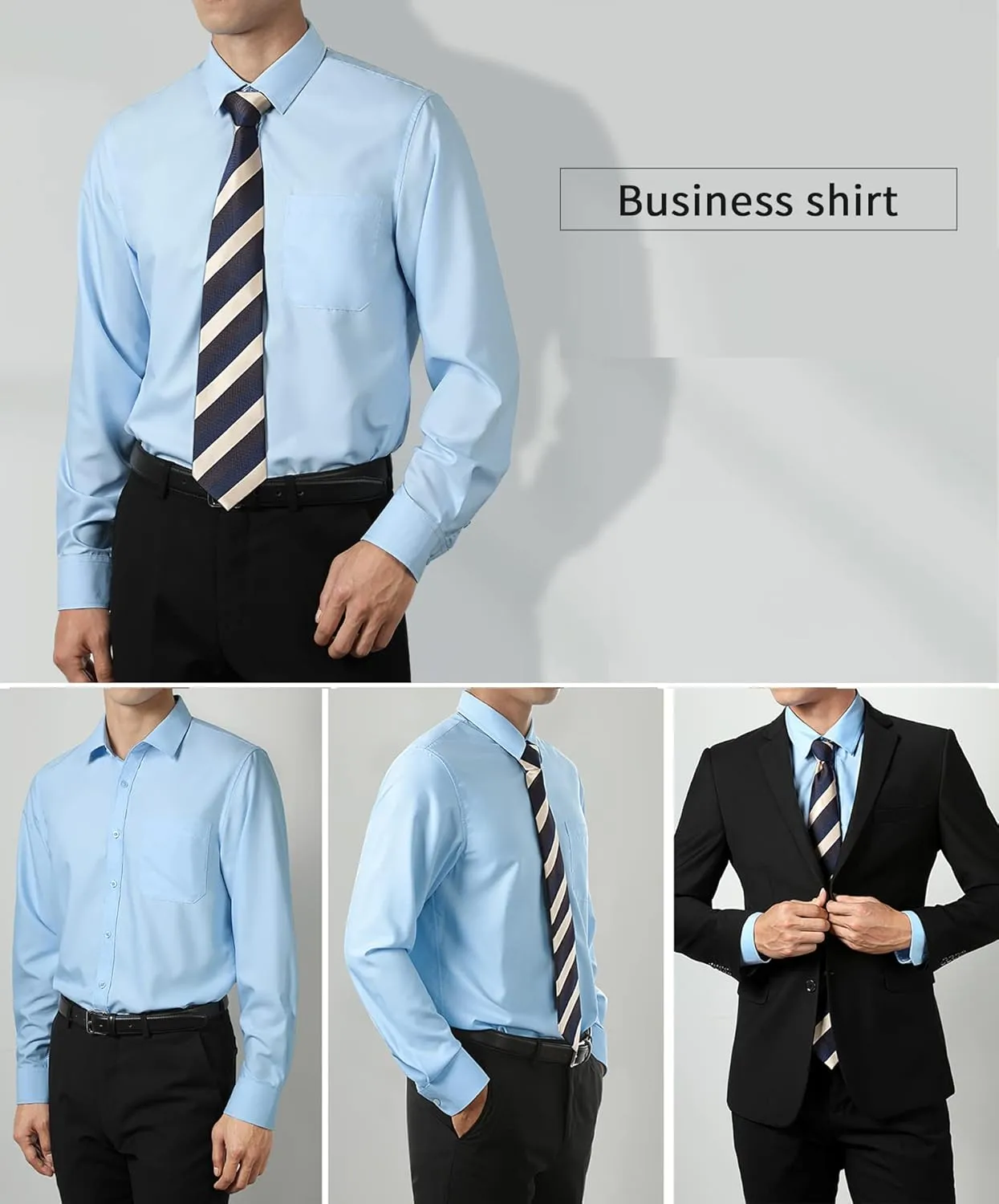 Shirts Long Sleeve Button Down Shirts for Men Casual Solid Formal Business Regular Fit Shirt with Pocket HISDERN Indiana editorial spectacular Mens Dress 