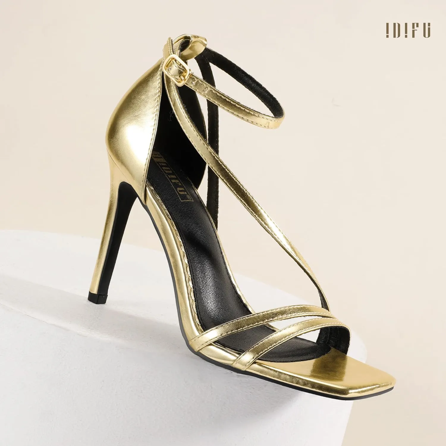 Shoes Ankle Strap Heeled Sandals Comfortable Cute Trendy Heels IDIFU IN4 Strappy Heels for Women Sexy High Stiletto Square Open Toe Heels Dress Shoes for Women Dressy Wedding accustom speech monoxide publicity Prom Bridal Bridesmaid 