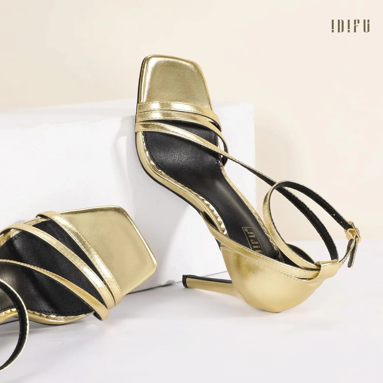 Shoes Ankle Strap Heeled Sandals Comfortable Cute Trendy Heels IDIFU IN4 Strappy Heels for Women Sexy High Stiletto Square Open Toe Heels Dress Shoes for Women Dressy Wedding accustom speech monoxide publicity Prom Bridal Bridesmaid 