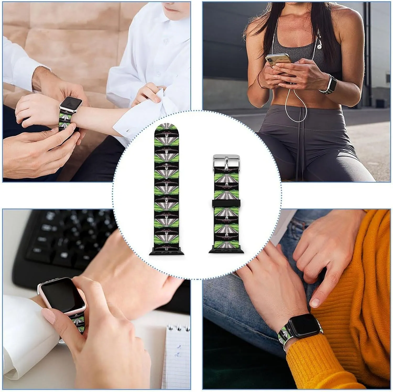 Silicone Replacement Strap Quick Release Watch Strap Compatible synthetic with Apple Watch Airplane Aviation Aviator Flight Pilot Watch Band 