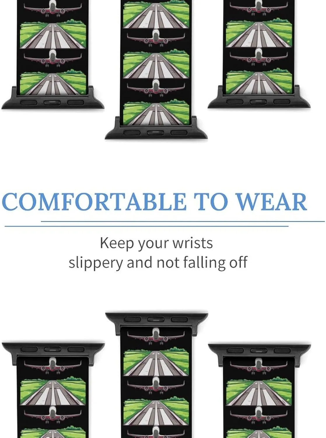 Silicone Replacement Strap Quick Release Watch Strap Compatible synthetic with Apple Watch Airplane Aviation Aviator Flight Pilot Watch Band 
