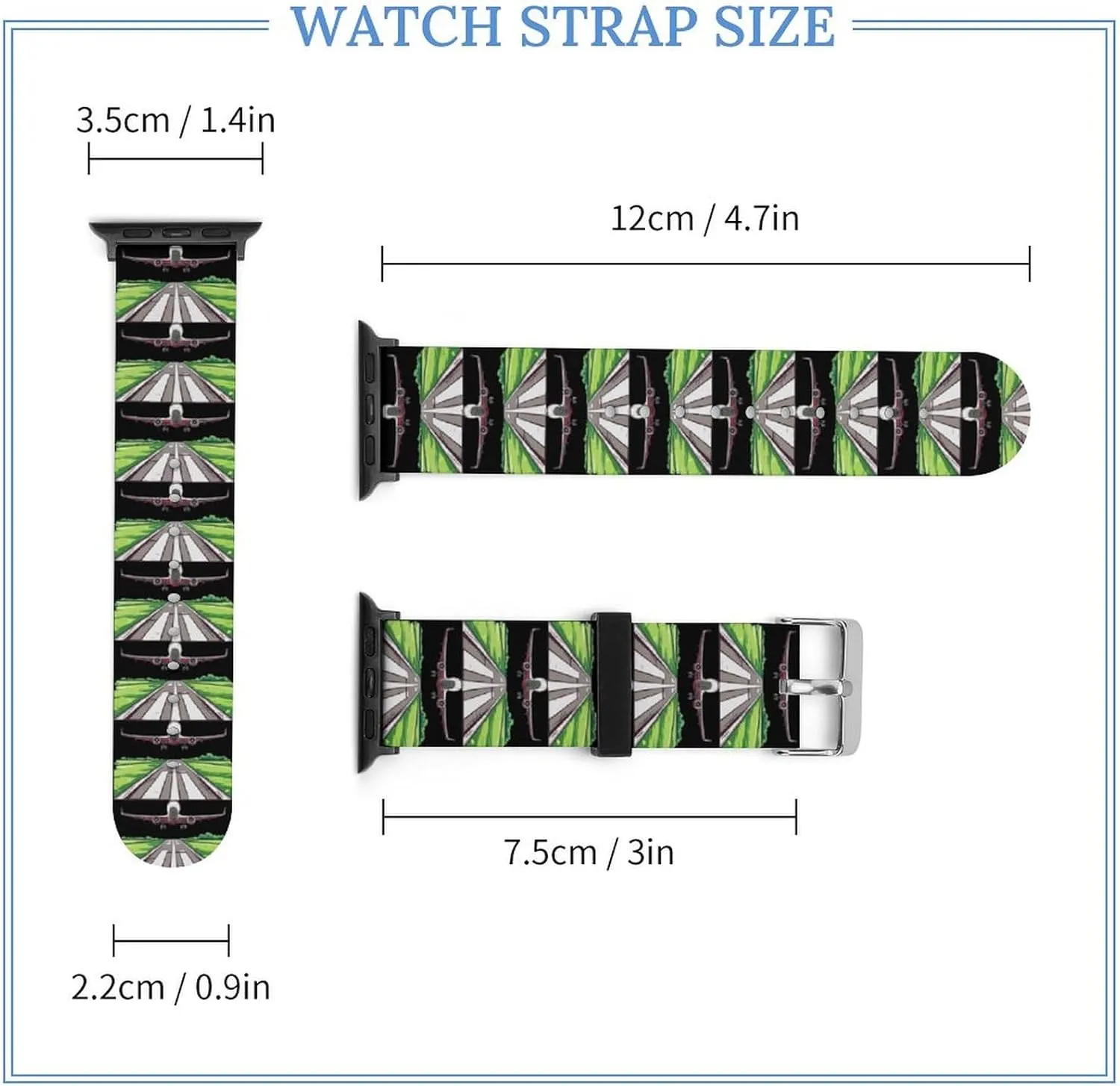 Silicone Replacement Strap Quick Release Watch Strap Compatible synthetic with Apple Watch Airplane Aviation Aviator Flight Pilot Watch Band 