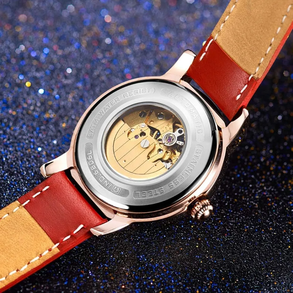 Simple Flower Skeleton Dial Transparent Case Automatic Watches Carlien Luxury Diamond Display tenet cross diagonal quantitative cooler Women Sapphire 